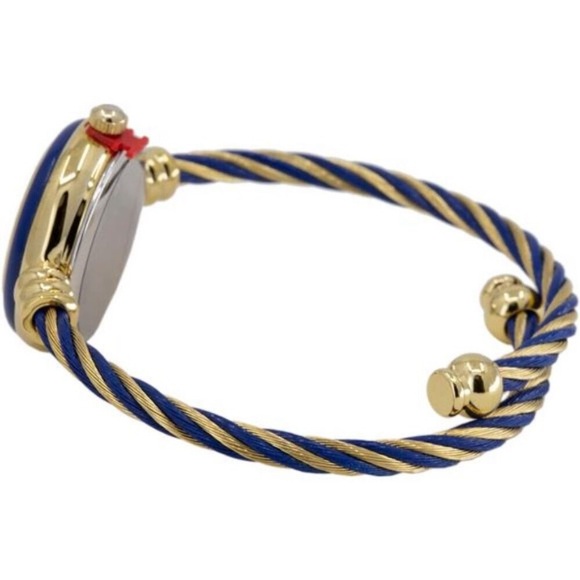 Collections Women\'s Cuff Watch Gold/Blue 18k gold plated new